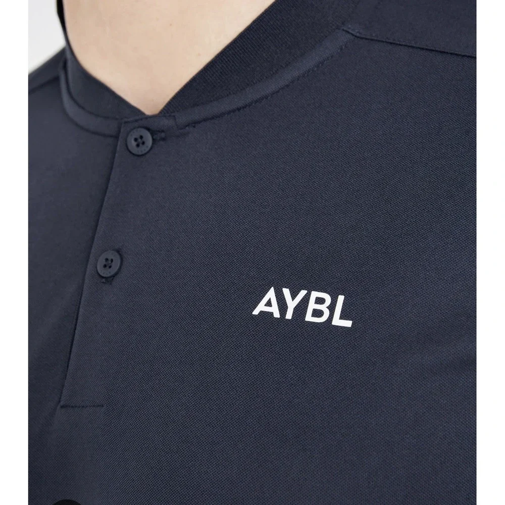 AYBL Performance Collarless‎ Seamless Polo Navy Blue XL Designed In Uk NWT